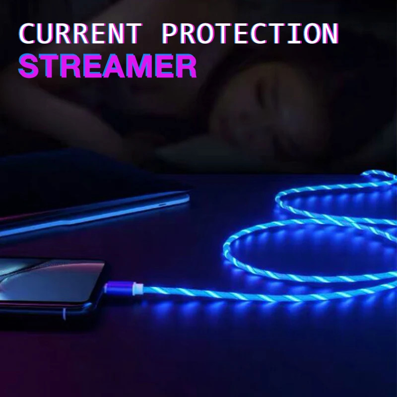 2m Type C Glowing Cable Mobile Phone Charging Cables LED light Charger For Samsu gallery