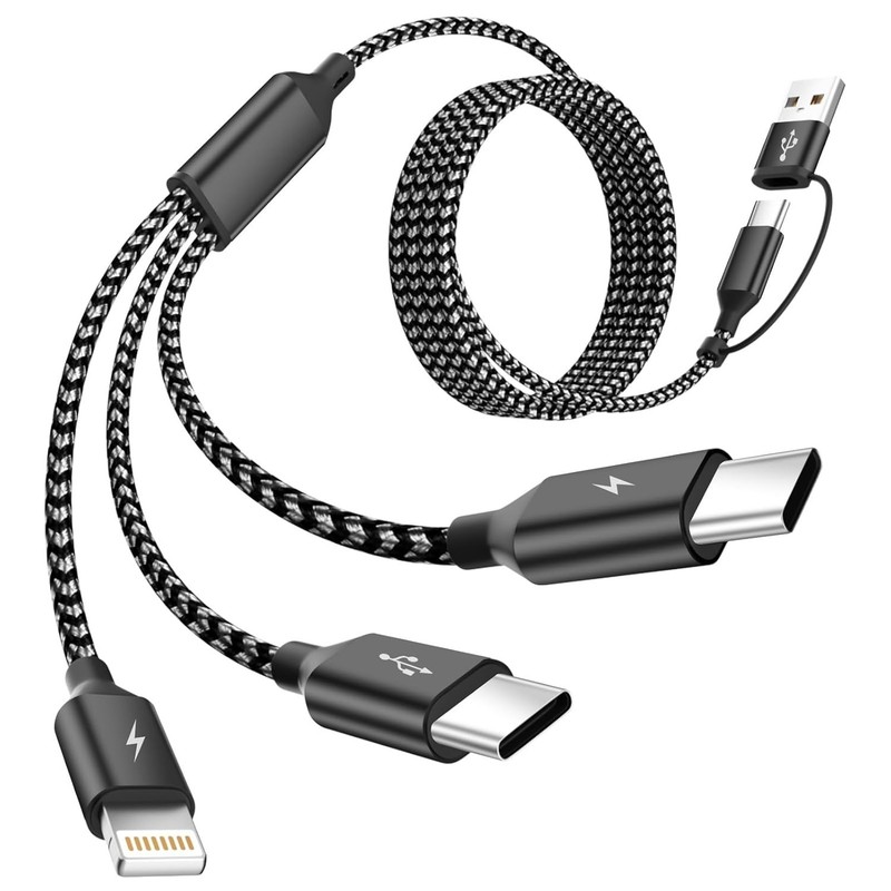Portable 5FT Multi Charger Cable: 3-in-2 Solution with Military-Grade Durability gallery
