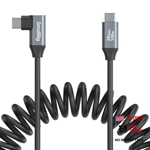 USB C to USB C Coiled Data Cable 1.15FT-3.28FT Straight to Angled Coiled