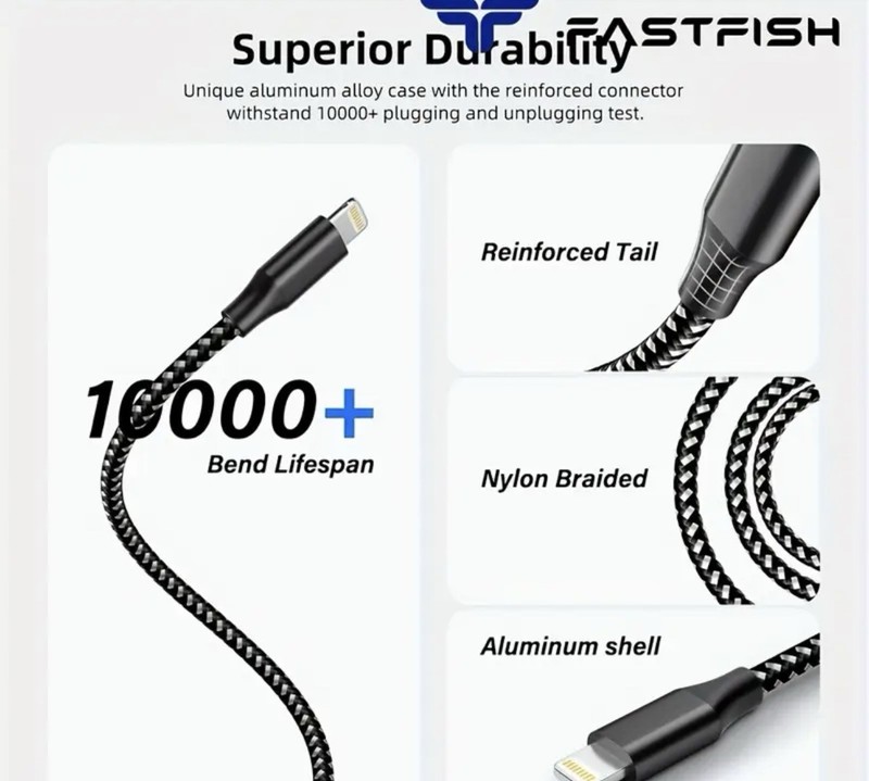 USB Cable Charger for iPhone X XR 11 12 13 14-New-10 Ft (Cable Only) gallery