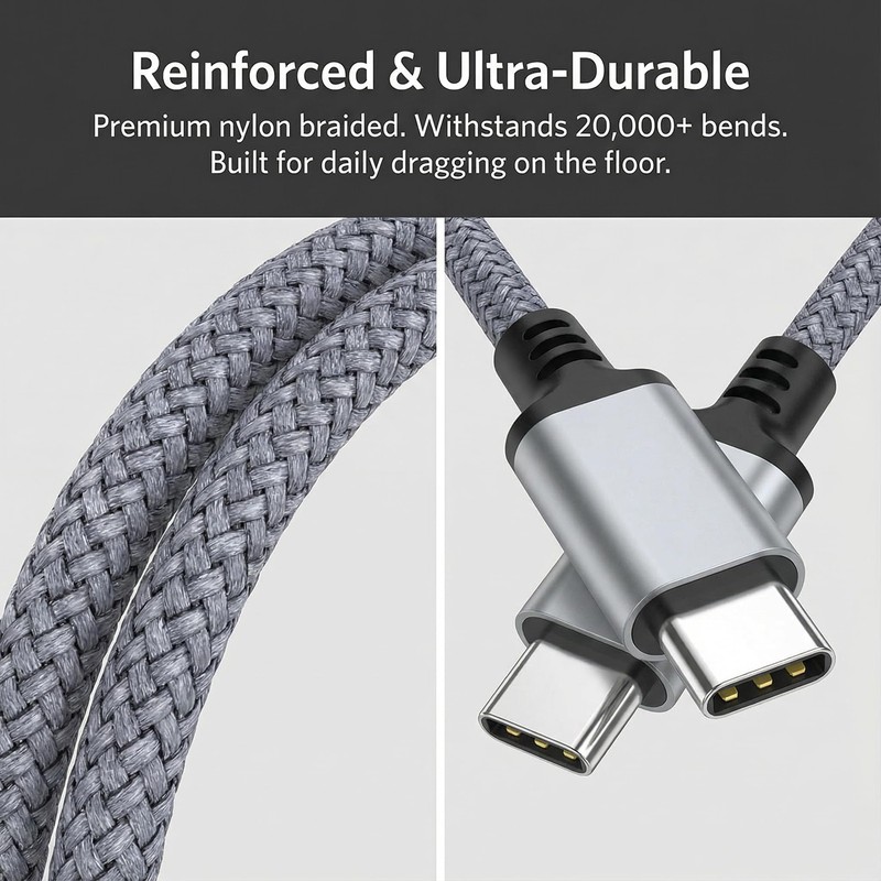USB C to USB C Cable 25ft, 60W PD Fast Charging Cord, Extra Long Braided Char... gallery
