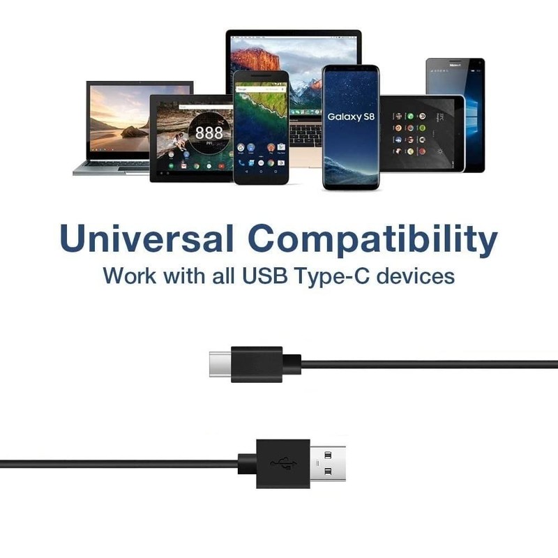 2 Pack 3FT USB A to C Cable Type C Fast Charging Phone Cord 3 feet Black Wire gallery