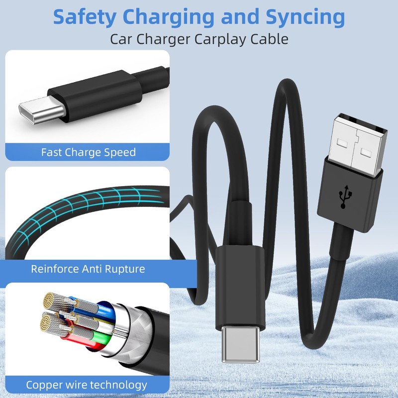 Car Carplay for iPhone 17 16 15 Charger Cord, 2Pack 3FT+6FT USB A to USB C Ch... gallery