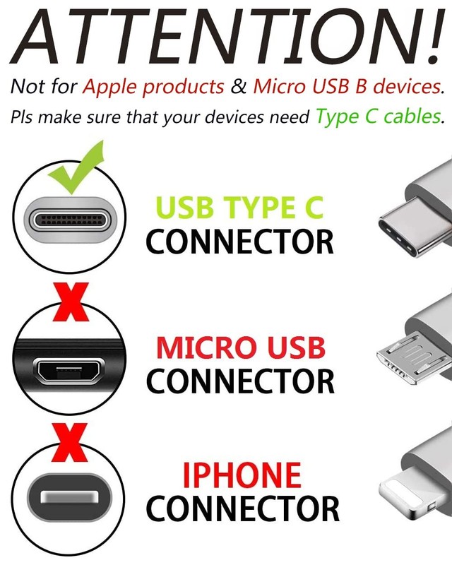 2 Pack 3FT USB A to C Cable Type C Fast Charging Phone Cord 3 feet Black Wire gallery