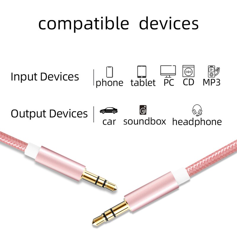 AUX Cable Male to Male 3.5mm Jack 1m Audio cable Auxillary Cord For Car Stereo gallery