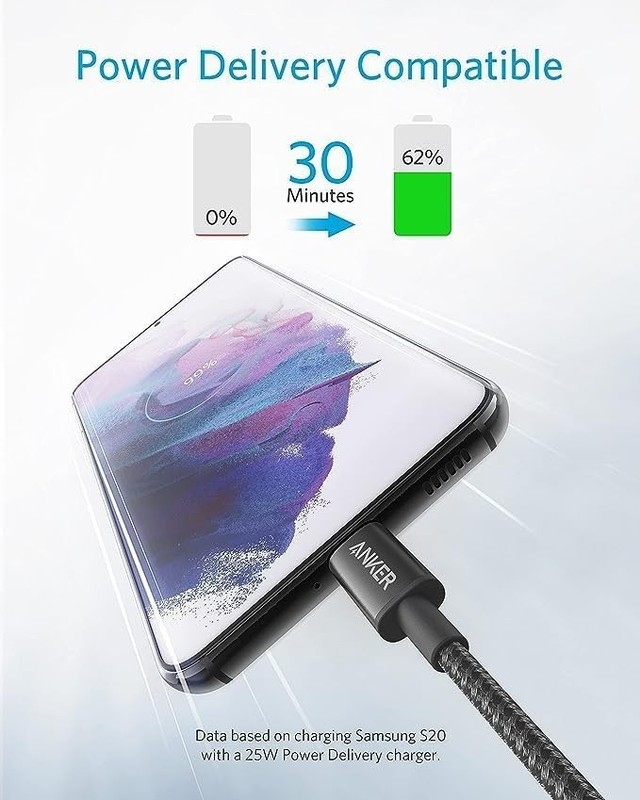 Anker USB C to C Cable, Type-C 60W Fast Charging Cable (1FT, 1FT*2, Black gallery
