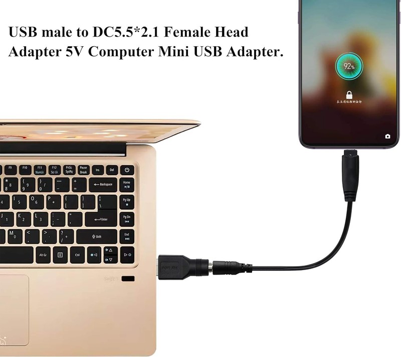 Usb To Dc Power Adapter 2pcs Usb 2.0 Male To Dc 5.5mm X 2.1mm Female 5v Connecto gallery