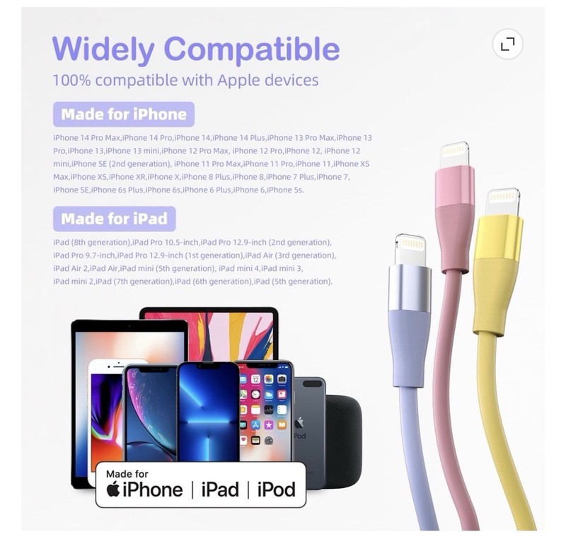 NEW 10-Foot iPhone 14 13 12 11 XS 3-Pack USB-A To Lightning Charger - FAST SHIP! gallery