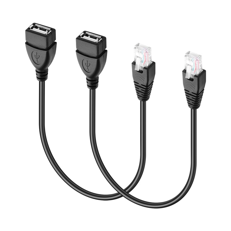 USB To RJ45 Ethernet Cable Female To 8P4C Male Extension Adapter Cord 2 PCS