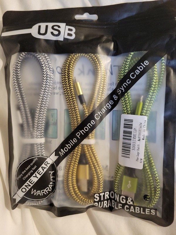 3pk Color Braided 6ft Cable Cords For Apple iPhone iPad Charger Cord Data Sync