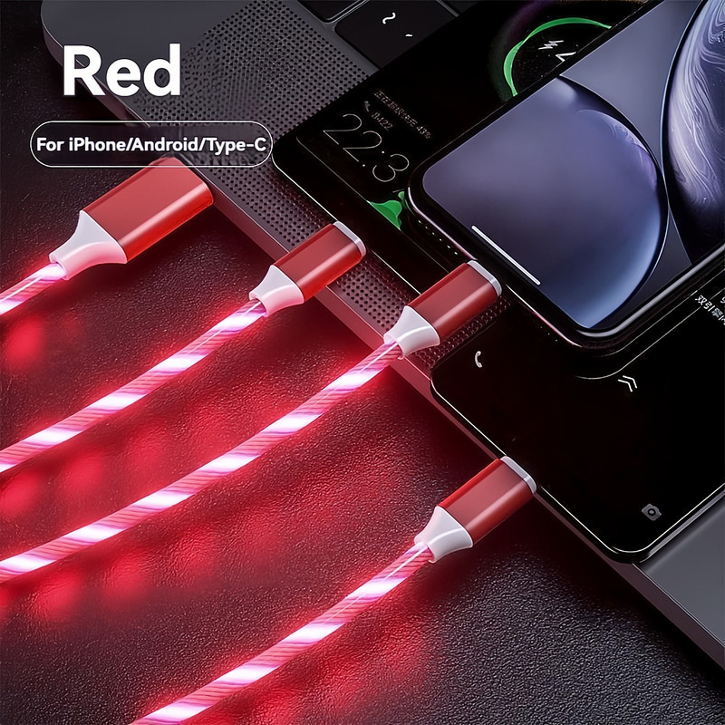 Cool 3-IN-1 Fast Charging Cable for iPhone/Android Micro Type Interface New gallery