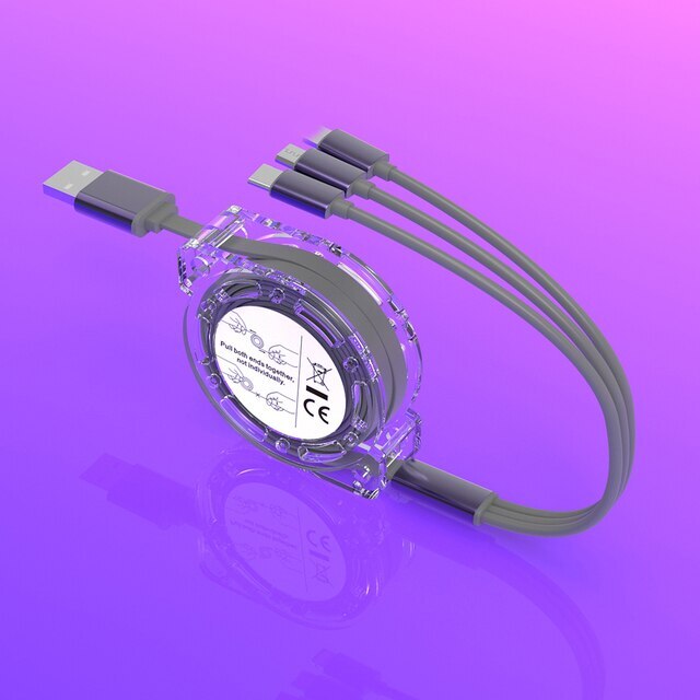 Multifunction Charging Cable, Telescopic, Data Cable 3 IN 1 USB Various Colors gallery