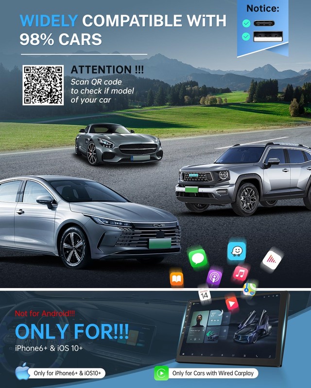 Jemluse Wireless CarPlay Adapter for Apple iPhone Multi User Seamless Connection gallery