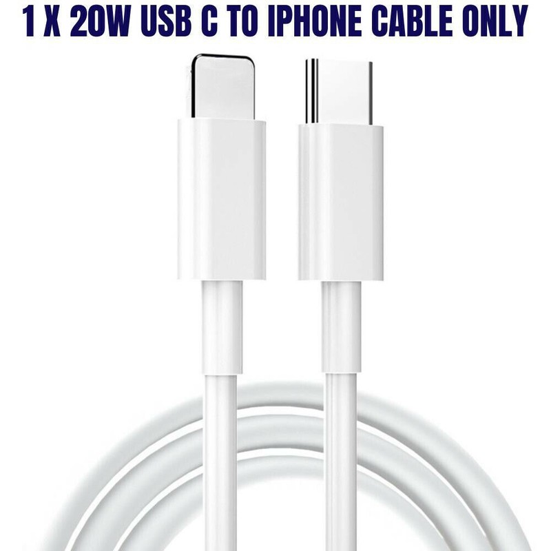 PD Type-C Power Adapter Cable 20W USB C for iPhone 14/13/12/11/XS Max/XS/X/8/SE