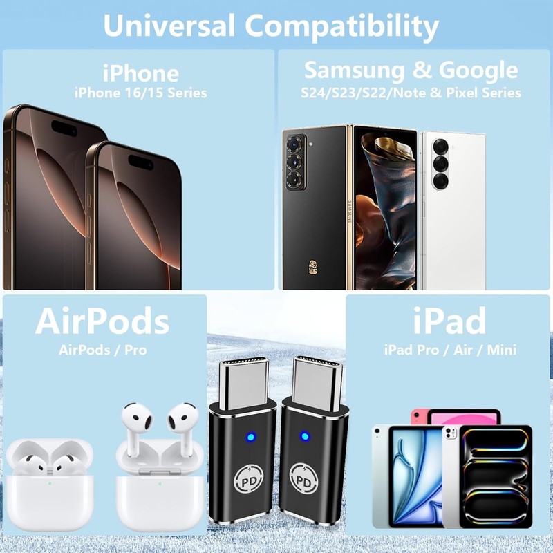 【Apple MFi Certified】Lightning to USB-C Adapter, Stuffcool 4Pack Lightning F gallery