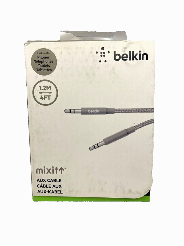 Belkin MiXiT Metallic Aux / Auxiliary Cable, 4 Feet (Gray) AV10164BT04-GRY