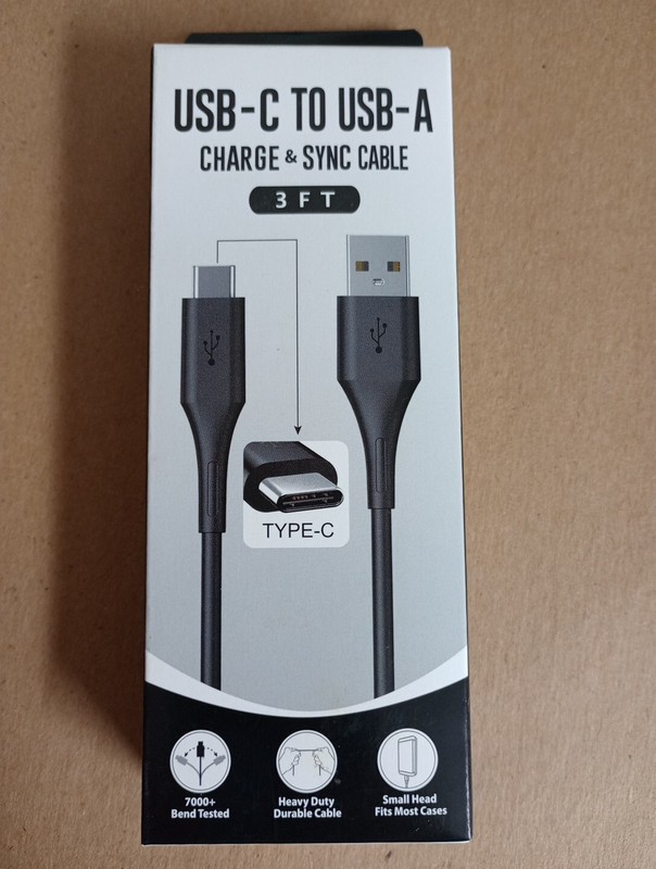 USB-A to USB Type-C High Speed Certified Charging & Sync Cable 3 ft Black SEALED gallery