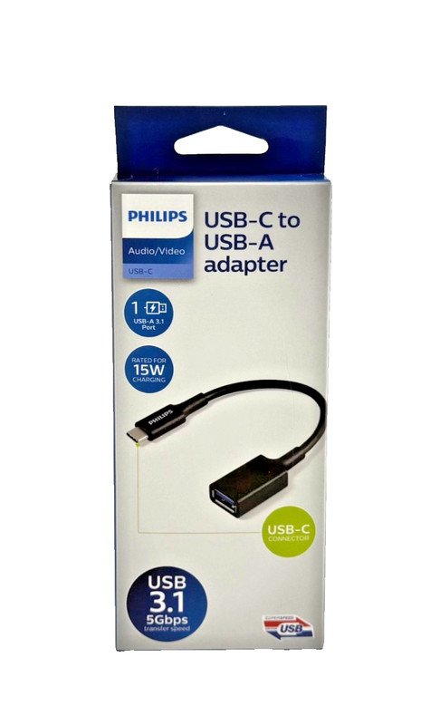 Philips USB-C to 3.1 USB-A Female Adapter, Black gallery