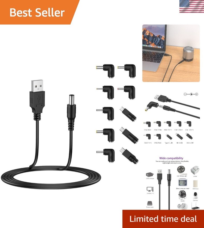 USB to DC 5V Power Cord, Universal DC 5.5X2.1Mm Plug Jack Charging Cable with 10