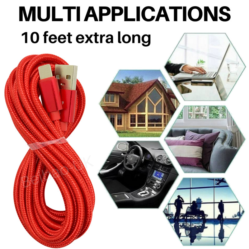 3 Pack 10Ft Charger Cable Heavy Duty USB Charging Cord For iPhone 11 Xs X 8 7 6s gallery