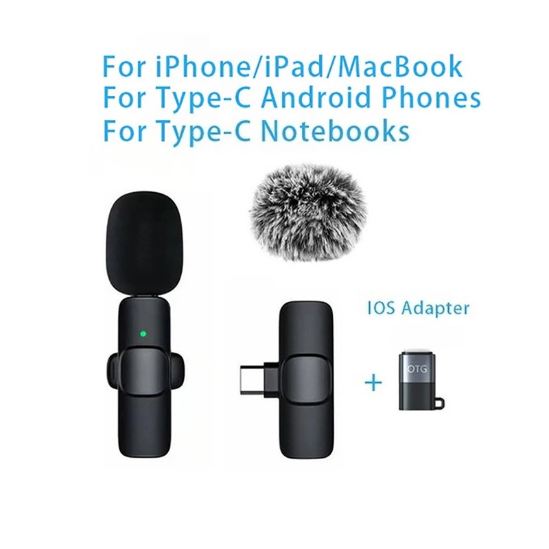 Mini Wireless Lavalier Microphone Clip Lapel Mic For iPhone 17/16/15/14 Pro Max