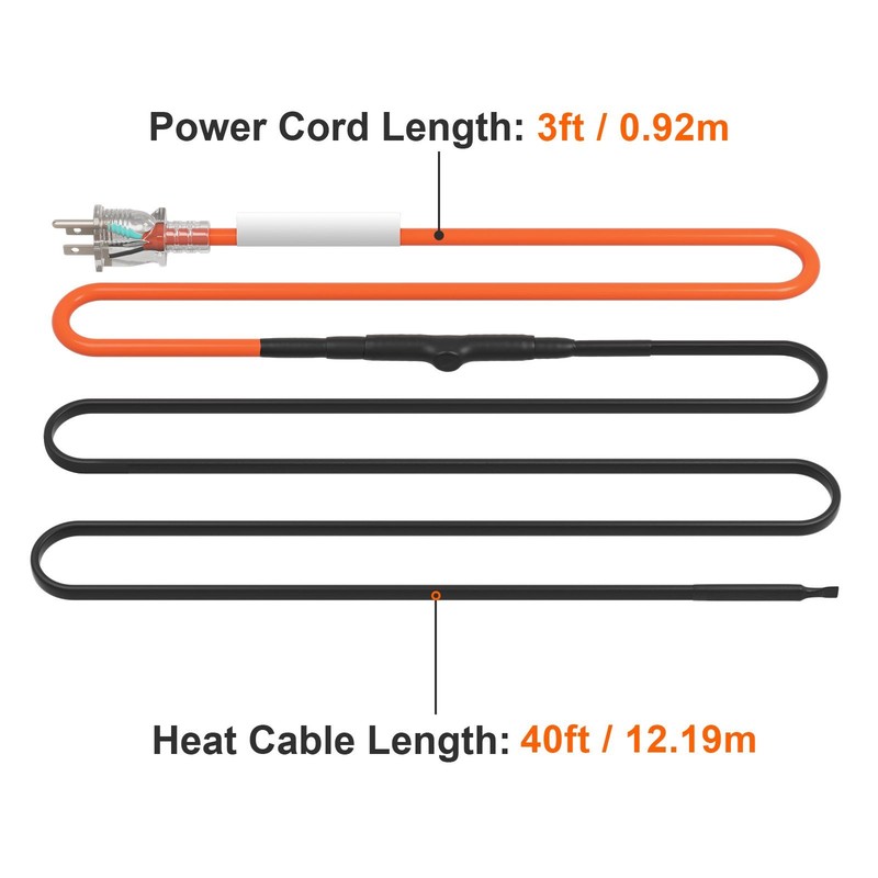 Self - Regulating Pipe Heating Cable, 40FT 5W/ FT Heat Tape for Pipes Freeze gallery