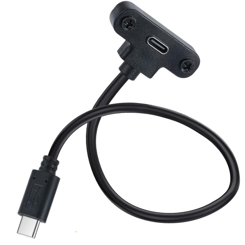 30cm/1FT USB C Extension Cable Type C Male To Female Panel Mount Adapter PC