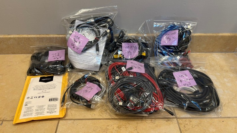 HUGE LOT! 65 pcs Miscellaneous USB Cables Including Type B, Lighting, A-B, etc