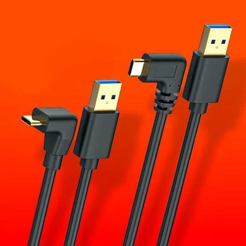 90 Degree USB 3 0 to USB Type C Right Angle Data Cable Cord Fast Charging 60W gallery