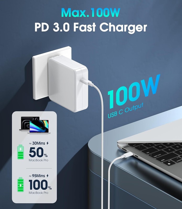 MacBook Pro Charger, 100W USB C Fast Charger Compatible,ipad Pro,Samsung Galaxy gallery