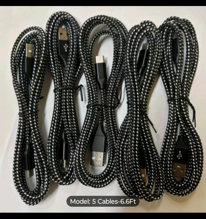 5 Braided USB C Type-C Fast Charging Data SYNC Charger Cable 6.6 ft Cords