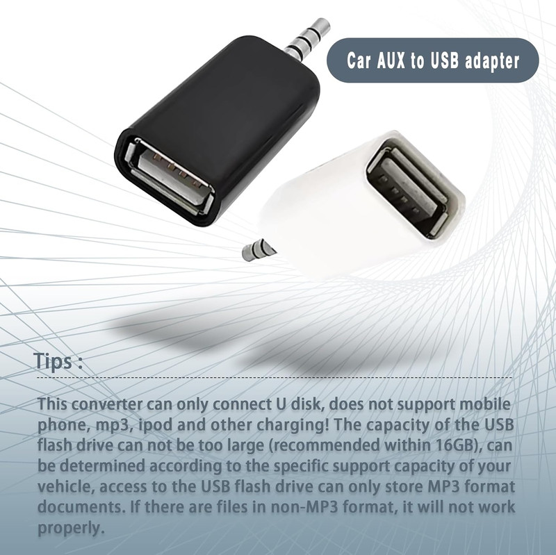 2 Pack AUX to USB a Adapter Audio Cable, USB Female to 3.5Mm Male Converter Jack gallery