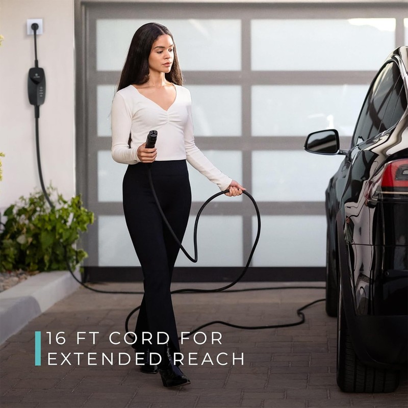 Lectron Level 1 Tesla EV Charger WiFi App 12A 120V NEMA 5-15 16ft Fits All Tesla gallery