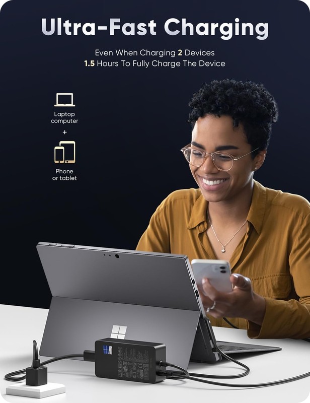 Microsoft Surface Pro Charger for 65W Windows Surface Charger 11,10,9,8,7+,7,... gallery