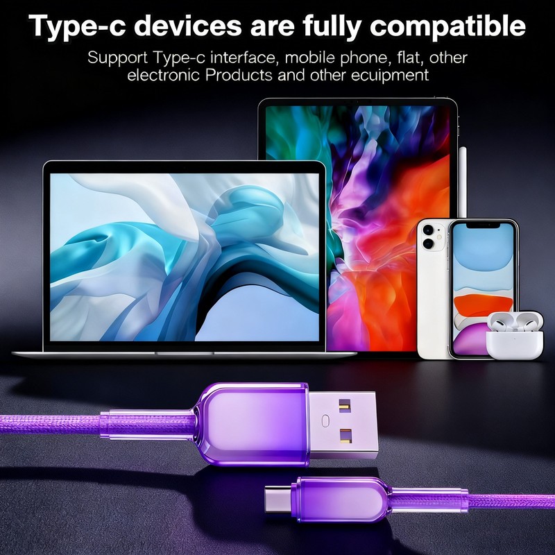 USB A to USB C Fast Charging Cable For iPhone 16 15 Pro Samsung up to 60W 2-Pack gallery