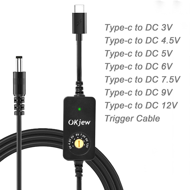 3.94FT USB C to DC PD Adapter Cable with 7 Connector Tips, Adjustable Voltage... gallery