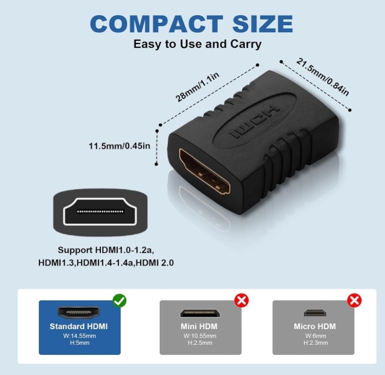 4pcs HDMI Female to HDMI Female Coupler Connector Pack Adapter Extender F/F High gallery