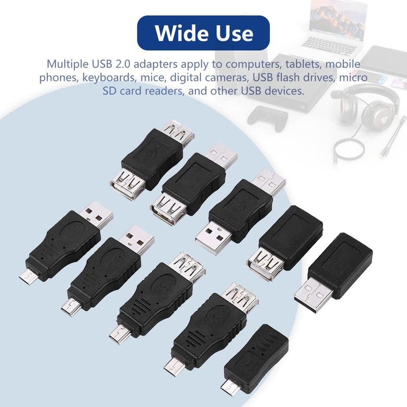 Watris Veiyi 12PCS USB OTG Adapter Kit - Multiple USB2.0 Male to default gallery
