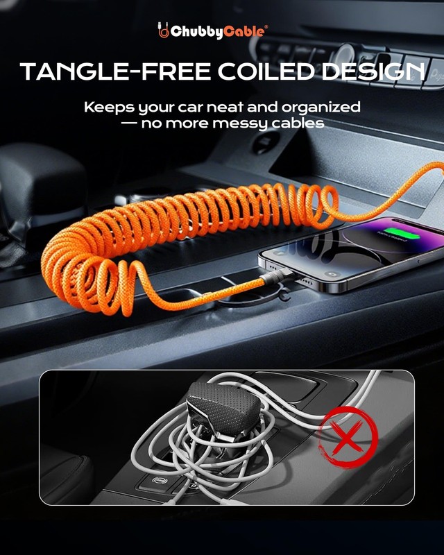 Curly Chubby 240W Coiled USB Fast Charging Cable Durable Braided Retractable ... gallery