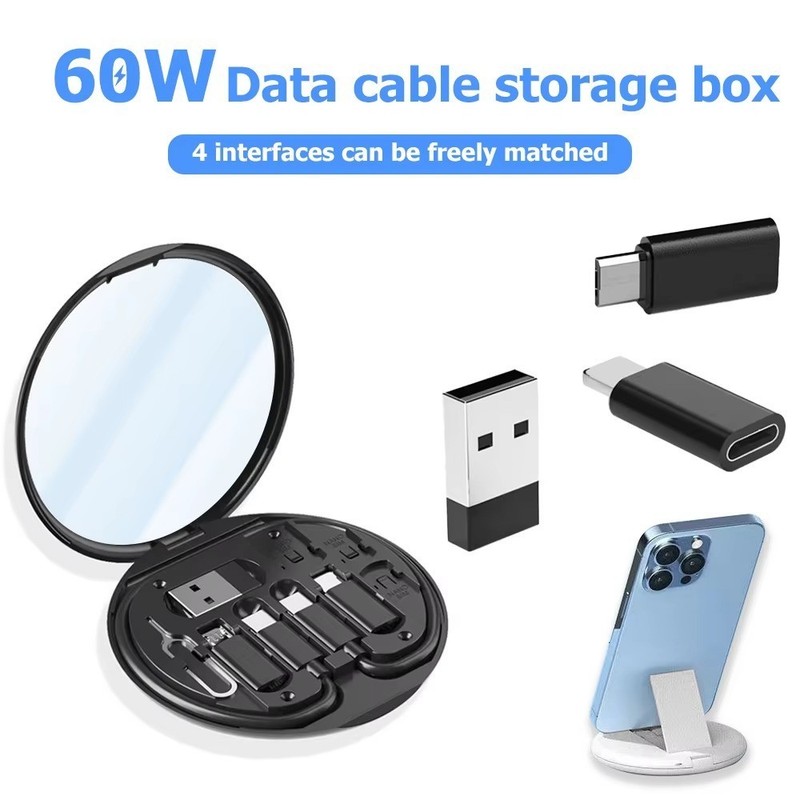 60W USB C Fast Charging Cable Set Travel Storage Box Phone Holder Adapter Kit gallery