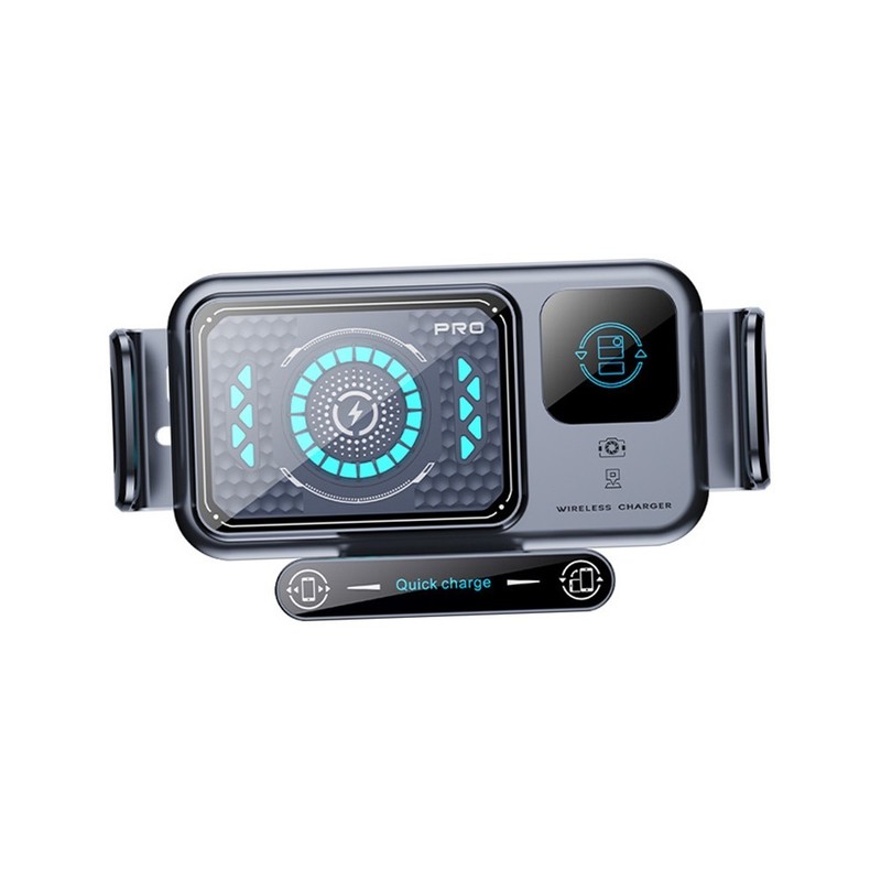 Rotating Car Mount with Wireless Charging for Smartphones Black 16x10x8cm