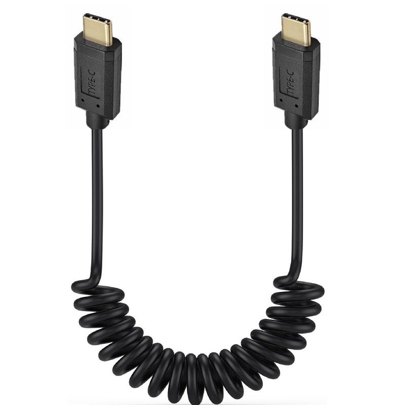 USB 3.1 Type C Male Coiled Cable 13.9 FT 10Gbps 3A 4K@60Hz Sync Charging
