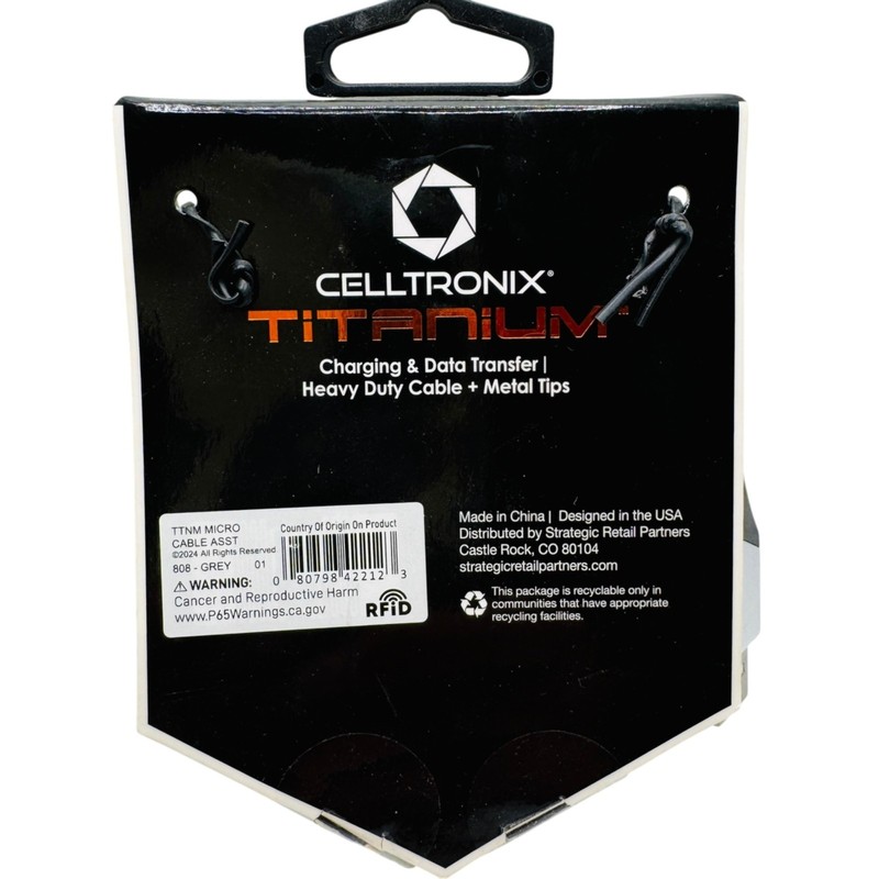 Celltronix Titanium 6 Ft Heavy Duty USB A To Micro USB Charging Data Cable Gray gallery