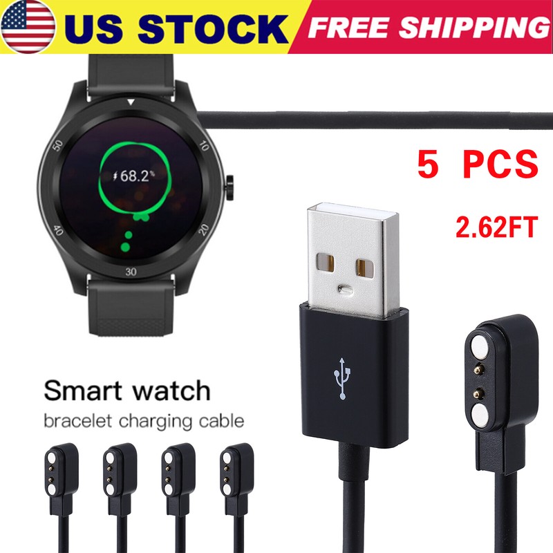Universal 2Pin USB Magnetic Charger Cable for 2.84mm Smart Watch Bracelet Black