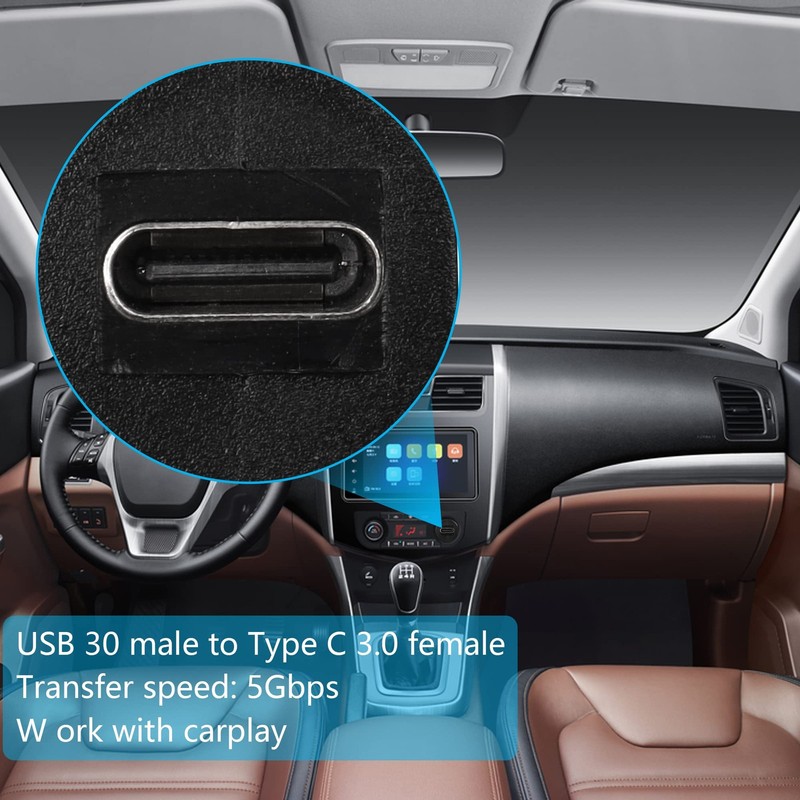 3FT USB 3.0 Panel Flush Mount Cable Male To Type C 3.0 Female Car Dashboard gallery