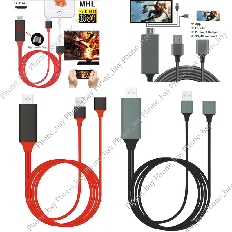 1080P HD HDMI Mirroring Cable Phone to TV HDTV Adapter For iPhone/ iPad/Android