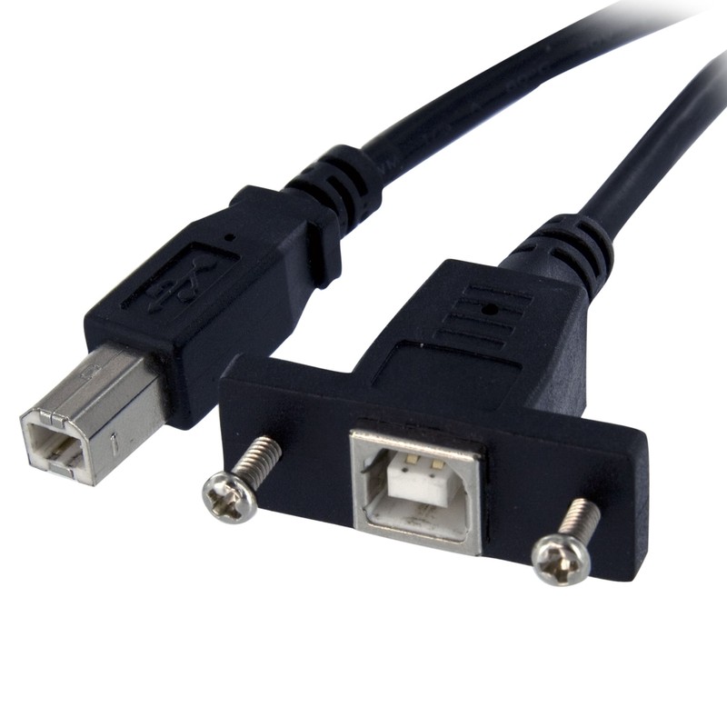 1 ft Panel Mount USB Cable B to B - F/M - USB Type B (F) to USB Type B (M) - ...