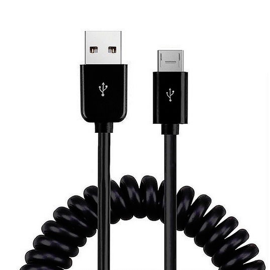 For Galaxy S25 FE/A07/A17 - 24W Fast Car Charger Coiled USB Cable Micro-USB to gallery