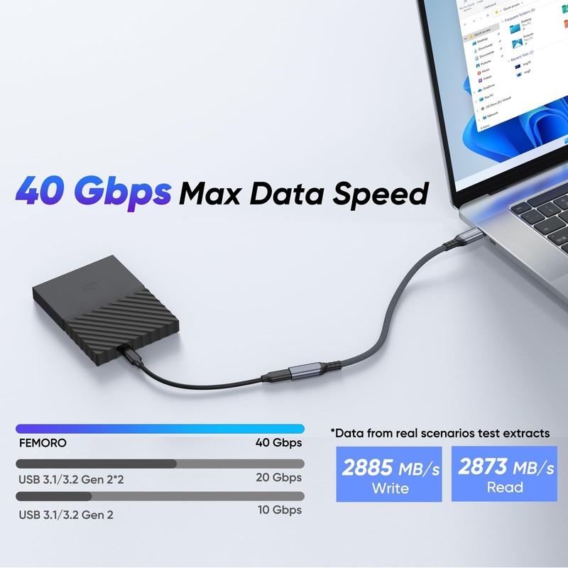 USB C Extension Cable 3ft, 8K60Hz/40Gbps/240W USB 4 Extender, Video Display T... gallery