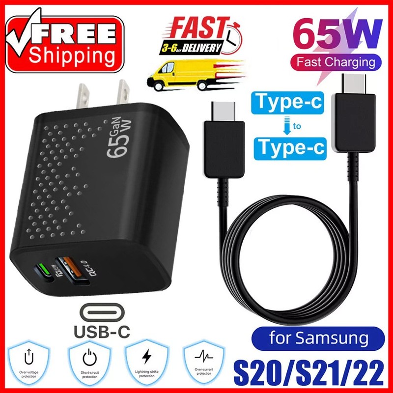 65W Type USB C Super Fast Wall Charger+3ft Cable For Samsung Galaxy S22 S21 S23